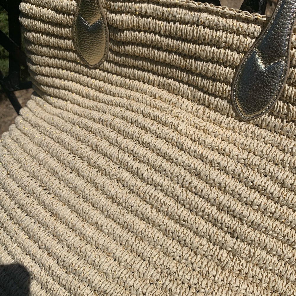 Talbots Natural Woven with metallic accents oversized Tote Bag,HP25 - Picture 7 of 9